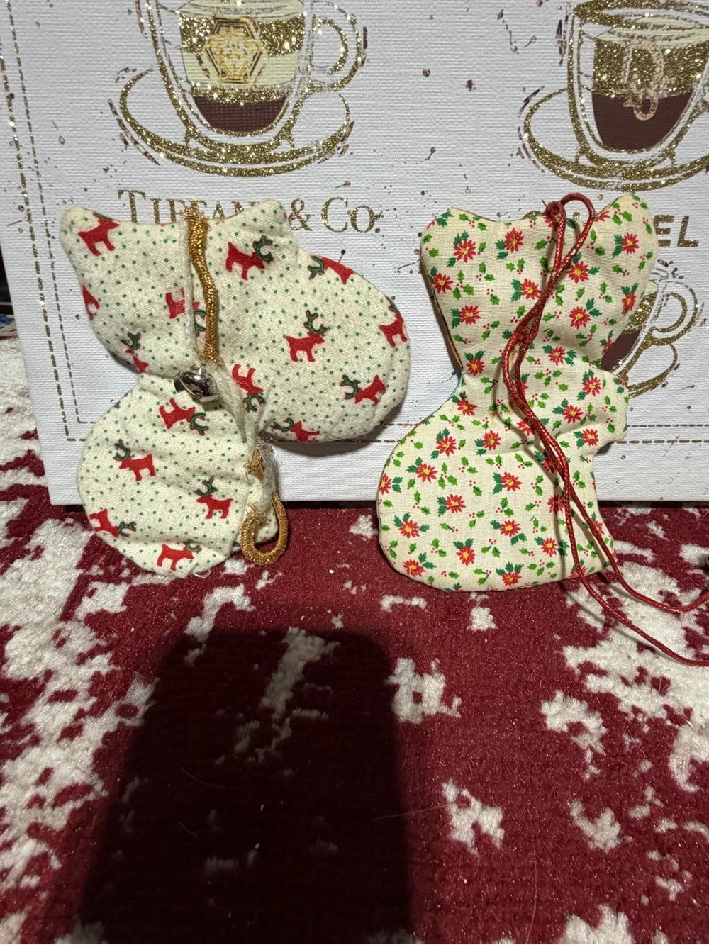 Vintage Cat Ornament Pair